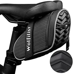 WOLFILIST Bike Seat Bag - Saddle Bag for Mountain and Road Bikes, Cycling Seat Pack with 3D Shell Design, Fits Under Seat (Black)