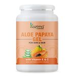 KAZIMA Aloe Papaya Gel with Pure Aloe Vera, Papaya & Vitamin C, E for Face, Skin & Hair - Moisturizing, Skin Brightening, Acne Scars, Wrinkles, Sunburn & Dark Circles (1kg)