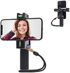 Movo PR-3 Rotating Smartphone Grip Handle Rig with Vertical and Horizonal Positions, Wrist Strap, Tripod Mount, Cold Shoe Mount for Lights and Microphones - for iPhone, Samsung, Google, Android Phones