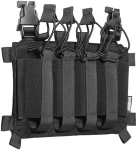 OneTigris SMG Magazine Pouch with Hook Backing Tactical Placard for MP5 MP7 Magazines with Elastic Retention Straps Black