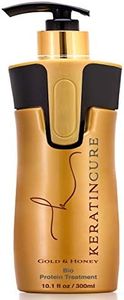 Keratin Cure Best Treatment Gold and Honey Bio 10 Ounces for Silky Soft Hair Formaldehyde Free Professional Complex with Argan Oil Nourishing Straightening Damaged Dry Frizzy Coarse Curly Wavy Hair