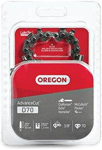 Oregon D70 AdvanceCut Chainsaw Chain for 20-Inch Bar – 70 Drive Links, Replacement Low-Kickback Chainsaw Blade, .050 Inch Gauge, 3/8 Inch Pitch, fits Several Poulan Pro & Echo Models (D70) Black