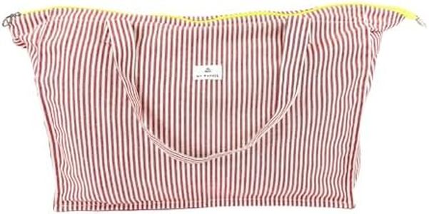 MY WANDER Bolso Mujer Grande - Maxi Bolsa de Playa - Bolsos de Viaje Plegable - Material Resistente - Bolso Hombro Tela 78x41x23cm (50L) - Diseñado y Producido en España (Rayas Rojo)