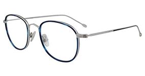 John Varvatos Eyeglasses V370 V/370 Blue/Silver Full Rim Optical Frame 52mm Blue Size: Lens-52 Bridge-19 B-39 ED-56 Temple-145