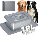 18L/4.75Gal Stainless Steel Spill Proof Dog Water Bowl Slow Feeder for Messy Drinkers,with XXL Silicone Mat,Ideal for Large Dogs Indoor/Outdoor Use Non Drip,Splash Proof Design