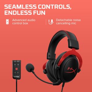 HyperX Cloud II Gaming Headset – Red, Surround Sound, PC/PS4/Xbox