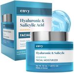 Envy Hyaluronic & Salicylic Acid Face Moisturizer Cream - Hydrating, Acne Scar Reduction & Anti-Aging Day Cream - Dermatologist Tested, Clean Beauty for All Skin Types - 1.69 Fl. Oz