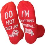 Dekzked Funny Socks for Men Women Do Not Disturb I'm Watching Football Socks,Anti-slip Cotton Lounge Socks, Novelty Birthday Gifts for Football Fans (UK, Alpha, One Size, Regular, Regular, Red)