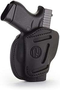 1791 GunLeather 3-Way Glock 43 Holster - OWB CCW Holster Ambidextrous - Right & Left Handed Leather Gun Holster - Fits Glock 43, Glock 42, Kahr CW380 and S&W Bodyguard (Stealth Black)