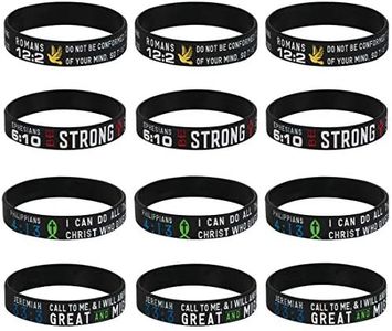 kilofly 12pcs Christian Religious Scripture Bible Verse Rubber Bracelet Wristband