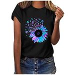 T Shirt for Women Funny Graphic Print Tunic Tops Short Sleeve Crewneck Shirts Loose Casual T-Shirt - Women's Casual Sunflower Printing Short Sleeves Tops Round Neck Loose T-Shirt Blouse Tops