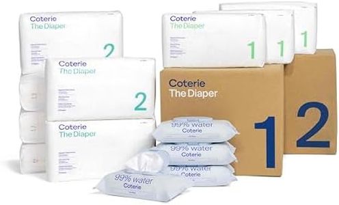 Coterie Baby Diapers + Wipes Baby Kit, Size 1 (99 Count) Size 2 (186 Count) 4 Wipe Packs (224 Wipes) Made with Plant-Based Fibers, Hypoallergenic, Designed for Sensitive Skin, Clean Ingredients