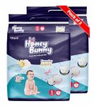 Honey Bunny Everyday Baby Diapers Pants | Small (S), 156 Count, 4-8 kg | Silky Soft on Skin, Bubble Layer | 12 Hours Protection Baby Diaper