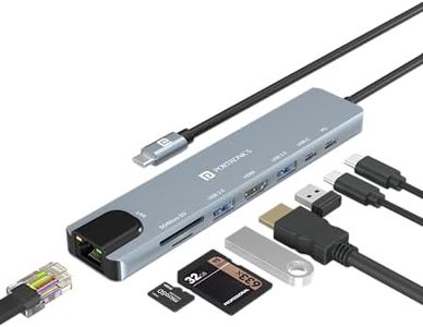 Portronics Mport 8 USB-C USB Hub/Docking Station(8-in-1) with 4K 30Hz HDMI, 100 Mbps Ethernet, USB 3.0, microSD/SD Card Reader, Type-C Data, PD Charging, USB 2.0, Type-C Plug for Laptop, Mac, PC