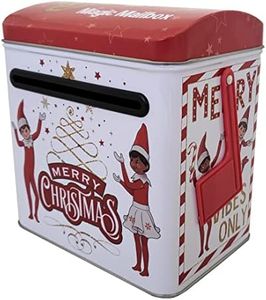 The Tin Box Company The Elf on The Shelf Tall Magic Mailbox with Plastic Flag, Red and White