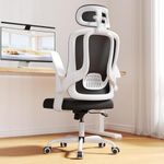 Kensaker Ergonomic Mesh Office Chair, High Back Home Desk Chair with Flip-up 3D Armrests, Lumbar Support, Adjustable Headrest, Swivel Computer Task Chair for Home, Office, Work, Student, White