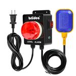 Sump Pump Alarm, Briidea Indoor/Outdoor High Water Septic Tank Alarm with 110dB Loud Alarm, Large LED Indicator, AC Power Light & Test Button, 10ft Level Float Switch, Ideal for Septic Sump Pump