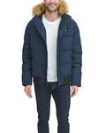 Tommy Hilfiger Men's Quilted Arctic Cloth Snorkel Bomber Jacket with Removable Hood (Standard and Big & Tall), Navy, XX-Large