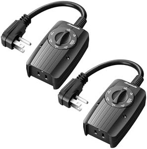DEWENWILS Outdoor Light Timer Dusk to Dawn, Weatherproof, Plug in Timer for Garden Holiday String Light, 10A, UL Listed, 2 Pack