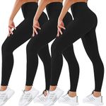 TMAIHOHIA 3 Pack Leggings for Women High Waisted Workout Leggings Tummy Control Compression Leggings Yoga Pants, Black/Black/Black, Small-Medium