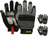 KAYGO Work Gloves For Men, KG125M Mechanic Utility Work Gloves for All Purpose, Excellent Grip, Heavy Duty, Improved Dexterity, Touch Screen, 2X-Large, 3 pairs, Grey