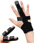 Golbylicc Trigger Finger Splints for Broken Finger, 3PCS Adjustable Finger Brace Straightener Hand and Wrist Support Fit Index Middle Pinky Finger For Arthritis, Sprains, Pain Relief, Tendonitis