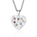 Personalised Birthstone Necklace-Customised Gifts for Women Best Friend Name Necklace-Engraved Heart Jewellery for Mum Women Ladies