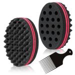 BIGEDDIE Magic Sponge Brush for Afro Curls, Twist Sponge with 6.29 Inch Free Pick Comb (2 PACK)