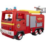 FIREMAN SAM Electronic Spray and Play Jupiter fire engine, free-wheeling with lights, sounds, water cannon, with figure playset., Red, 35.5 x 15 x 20.5 centimeters