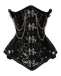 luvsecretlingerie 24 Double Steel Boned Waist Training Brocade & Genuine Leather Long Overbust Shaper Corset #8710