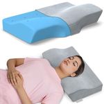 MY ARMOR Cool Gel Cervical Pillow for Neck Pain and Shoulder Pain, Spondylitis Neck, Orthopedic Memory Foam Pillow, Sleeping Contour Support, Regular Size - 18.5 x 11 x 3.5 Inches, Grey Velvet Cover