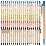 LUOFUR 100 Pcs Eco Friendly Pens Recycled Writing Ballpoint Pens Medium Point (1mm) Retractable Rollerball Pens Black Ink Click Pens for Notebook Office School Supplies