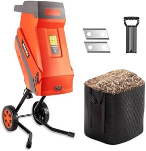 PROYAMA 15 - Amp Electric Wood Chipper, Corded Shredder with Collection Bag and Push Stick, Double Sided Blade System, Auto Shut - Off, 1.7 Inch Cutting Capacity for Leaves, Grass, Clippings
