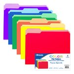 BAZIC Manila File Folder 1/3 Cut Letter Size, Assorted Color Left Right Center Tabs Positions, for Organizing Filing Document Storage, Total 288-Count