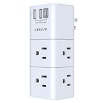 USB Outlet Extender Surge Protector - QINLIANF Multi Plug Outlet with Rotating Plug, 3-Sided Swivel Power Strip with 6 AC Spaced Outlet Splitter and 3 USB Ports (1 USB C) for Travel, Home, Office,ETL