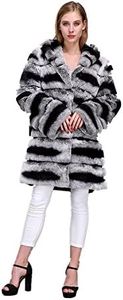 LVCOMEFF Lady Real Rex Rabbit Fur Chinchilla Long Coat with Fur Hood 1706025 (L)