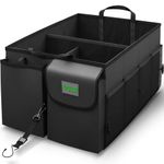 Drive Auto Products Car Boot Organiser (Black) - Storage with Tie Down Straps, Best for Tidy Auto Organization & Boot Bag Maintenance, Non-Slip Secure Travel Tote is Foldable