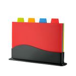 Chopping Board Set - Extra Thick Colour Coded Plastic Cutting Boards with Storage Stand - Set of 4 with Holder