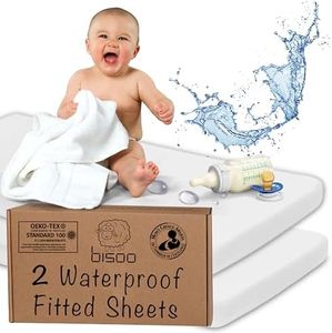 Bisoo Fitted Sheet 70 x 140 cm Baby - 2-in-1 Bed Sheet Mattress Protector 70 x 140 cm Baby Waterproof for Cot and Baby Cot Made of 100% Cotton Jersey Oeko-Tex Certificate - Set of 2 White 140 x 70 cm