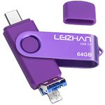 Leizhan 64GB Flash Drive 3 in 1 Type-C/Micro/USB 3.0 OTG Flash Drive High Speed Memory Stick Thumb Drive Compatible with Samsung Galaxy,Hua Wei,LG,Google Pixel, More Android Smartphone, Tablet, PC