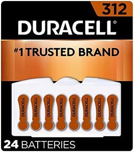 Duracell Hearing Aid Batteries Brown Size 312, 24 Count Pack, 312A Size Hearing Aid Battery with Long-lasting Power, Extra-Long EasyTab Install for Hearing Aid Devices