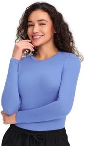 COZYFIT Scrub Undershirts Long Sleeve Women - Underscrub Comfort Tee with Soft Stretch Fabric, Ceil Blue, M