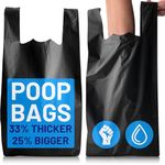 PWgoods Dog Poo Bags | 400 Pack | 33% Thicker & 25% Larger Dog Poop Bags with Tie Handles | 100% Leak Proof | Odor Free Pet Waste Disposal Bags | Discreet Opaque Black | Large Poo Bags Dogs