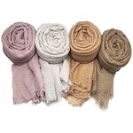 Upower 4Pack Women Soft Cotton Hemp Scarf Shawl Long Scarves, Scarf and Wrap, Big Head Scarves (Mixed Color Series C)