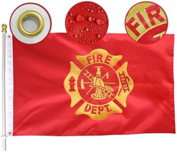 MIDLE Fire Department Flag 3x5 Ft Outdoor Large, Embroidered Firefighter logo|Quadruple Stitched Fly Ends| US Firefighter Service Sector Flags House Decoration Banner