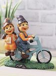 CraftVatika Resin Couple On Cycle Miniature, 7 x 6.5 x 3 inch, Multicolor