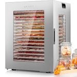 KWASYO 15 Trays Stainless Steel Food Dehydrator, Food Dryer for Fruit and Jerky with Panoramic View, 1200W Dehydrator Machine, Dual Fan 360° Efficient Drying, 24H Timer & 30-90℃ Temperature Control