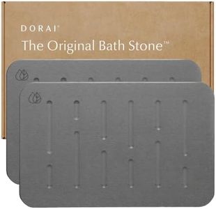 Dorai Home Stone Bath Mat Set - Premium Diatomaceous Earth Bath Floor Mats with Non-Slip Base, Fast-Drying Modern Shower Mat for Bathroom | Rain Slate, 2 Pack - 23.6"x15.4"