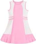 ODASDO Girls Tennis Golf Outfit Sleeveless Dress Tank Top with Pocket Shorts Skorts Set Sportswear Workout Athletic Clothes, Pink, 6-7 Years