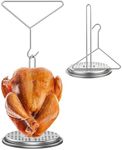 BQMAX Turkey Fryer Stand Kit for Deep Frying Pot, Vertical Roaster Holder Base with Lifter Hook, Chicken Poultry Deep Frying Pan Turkey Fryer Accessories Kit